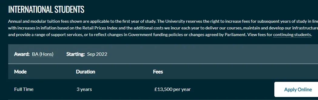 2022年英国留学费用较低的大学有哪些？
